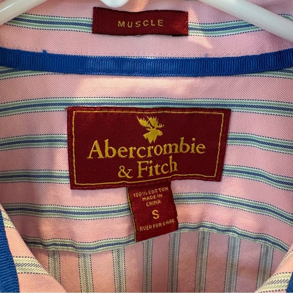 Abercrombie & Fitch Pink and Blue Button Down Shirt | 100% Cotton | Mens - Picture 3 of 6